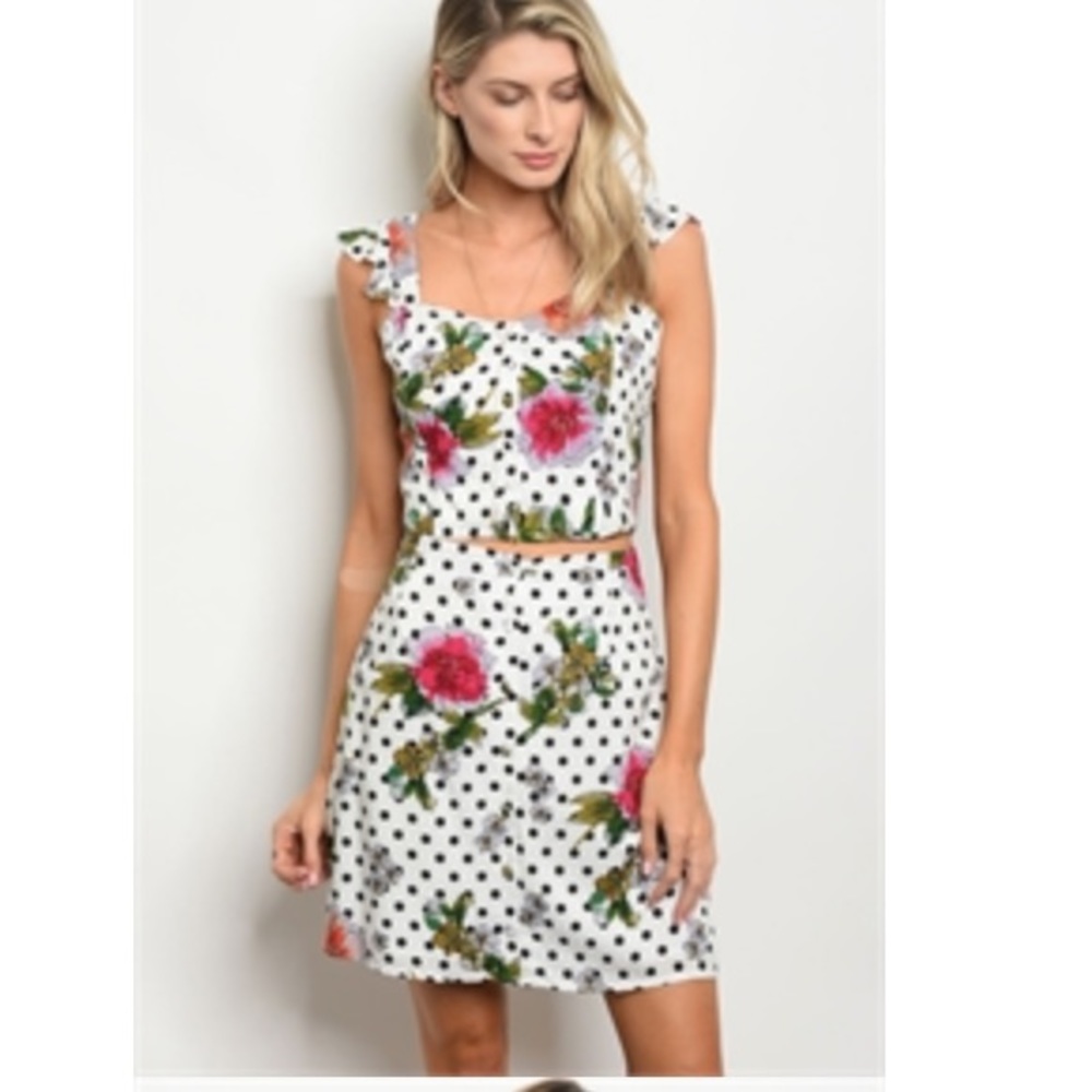 Black Polka Dot Floral Dress